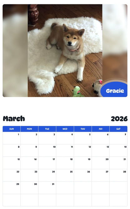 November 2025 - October 2026 Gracie - Pawidols Pet Calendar