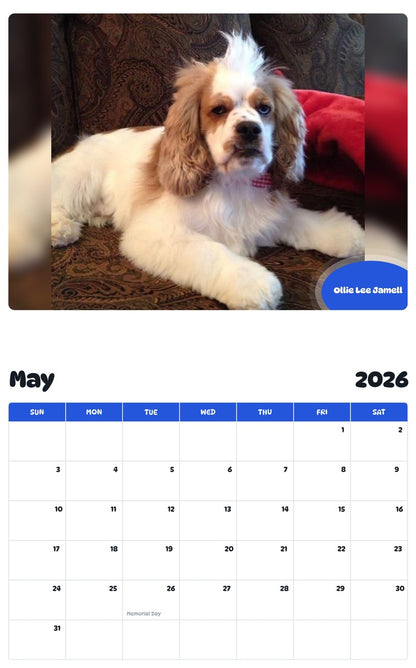 2026 - 2027 Ollie Lee Jamell - Pawidols Pet Calendar