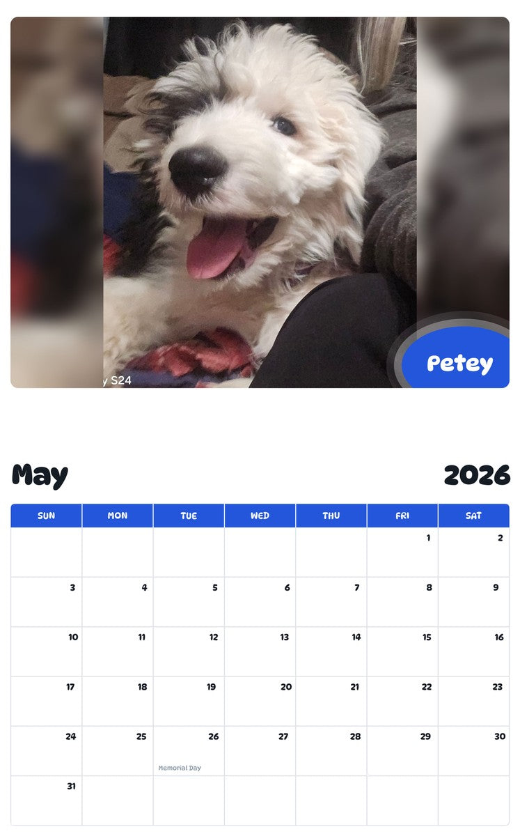 2026 - 2027 Petey - Pawidols Pet Calendar