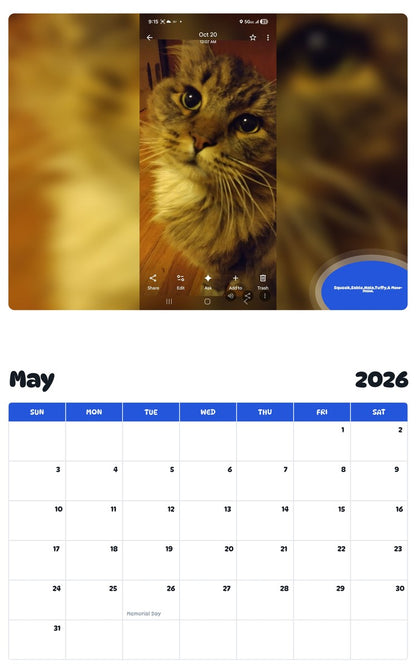 2026 - 2027 Squeek,Sable,Nala,Tuffy,& Mow-mow. - Pawidols Pet Calendar