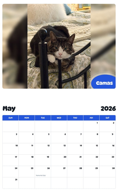 2026 - 2027 Camas - Pawidols Pet Calendar