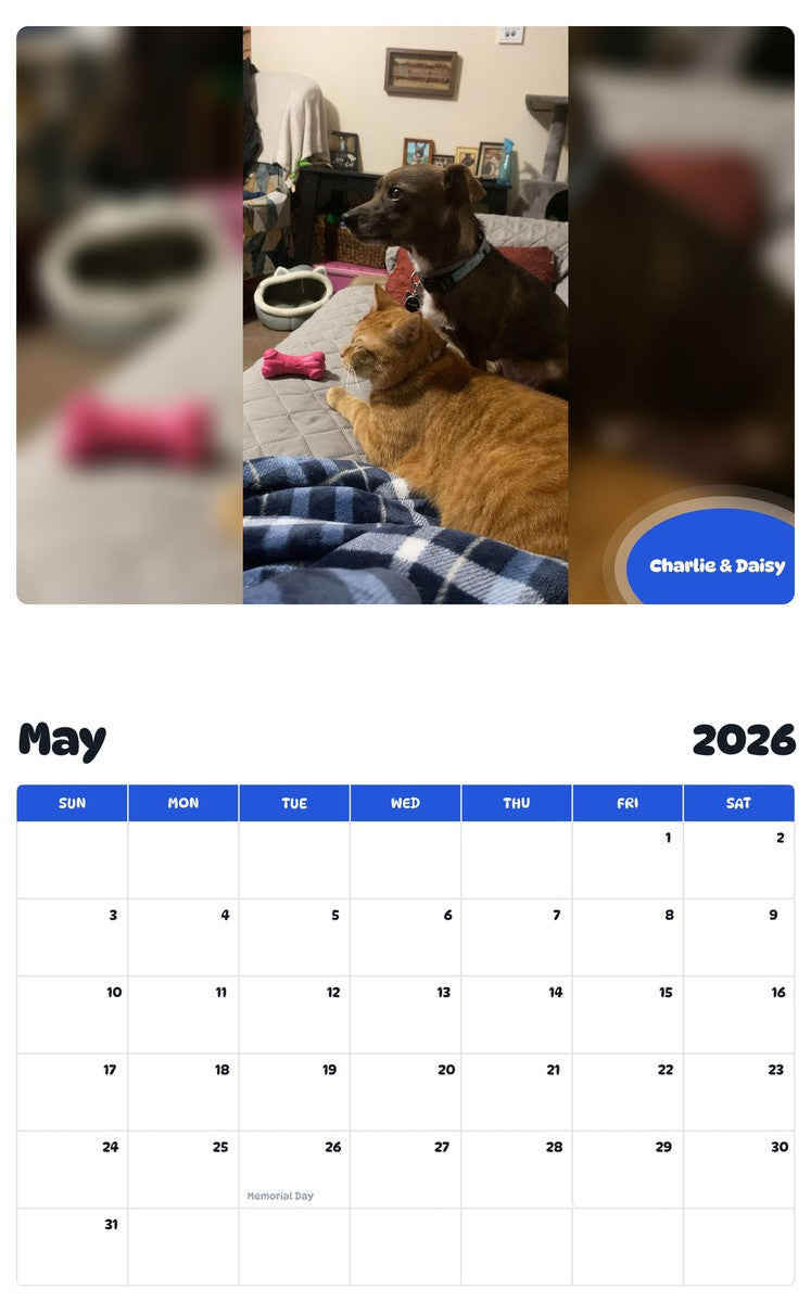 2026 - 2027 Charlie & Daisy - Pawidols Pet Calendar
