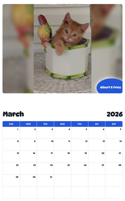 November 2025 - October 2026 Albert E Price - Pawidols Pet Calendar