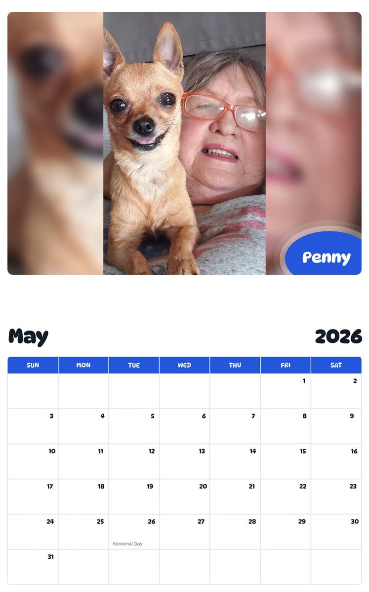 2026 - 2027 Penny - Pawidols Pet Calendar