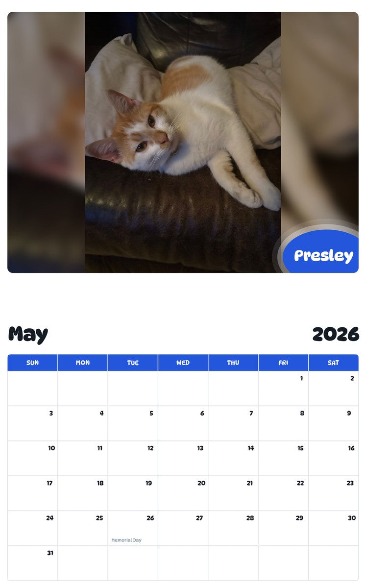 2026 - 2027 Presley - Pawidols Pet Calendar