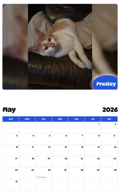 2026 - 2027 Presley - Pawidols Pet Calendar