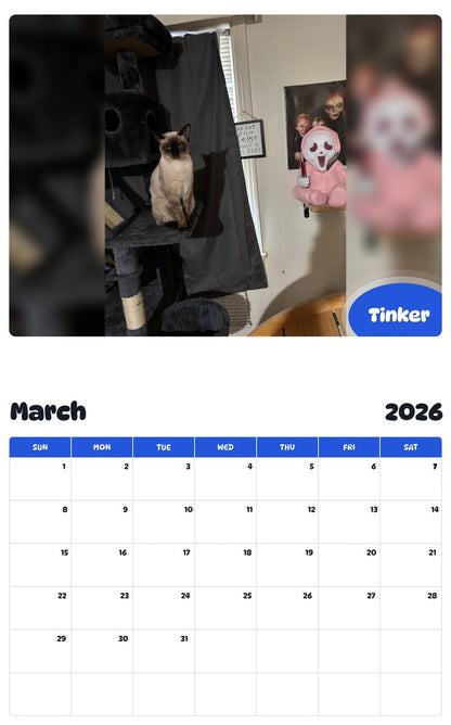 November 2025 - October 2026 Tinker - Pawidols Pet Calendar
