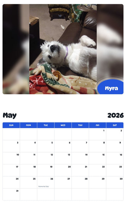 2026 - 2027 Myra - Pawidols Pet Calendar