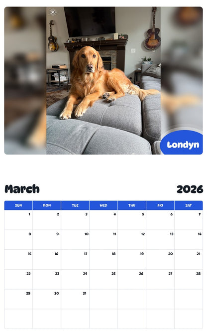 November 2025 - October 2026 Londyn - Pawidols Pet Calendar