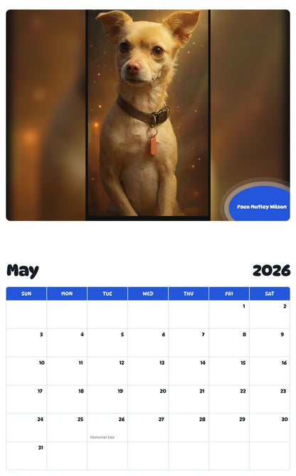 2026 - 2027 Paco Mutley Wilson - Pawidols Pet Calendar