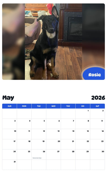 2026 - 2027 Rosie - Pawidols Pet Calendar
