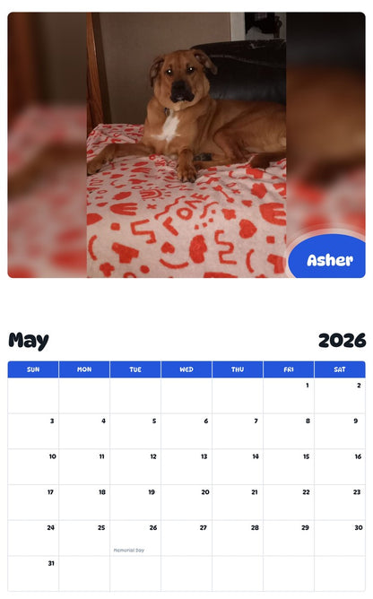 2026 - 2027 Asher - Pawidols Pet Calendar