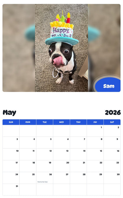 2026 - 2027 Sam - Pawidols Pet Calendar