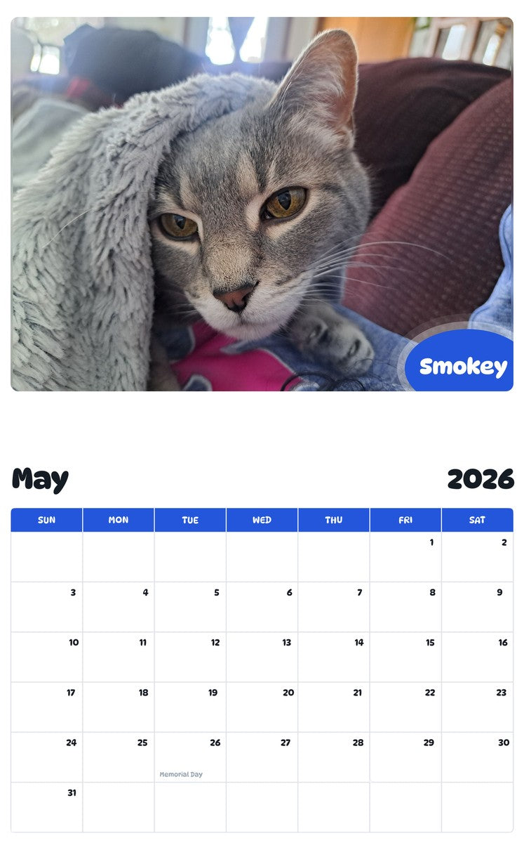 2026 - 2027 Smokey - Pawidols Pet Calendar