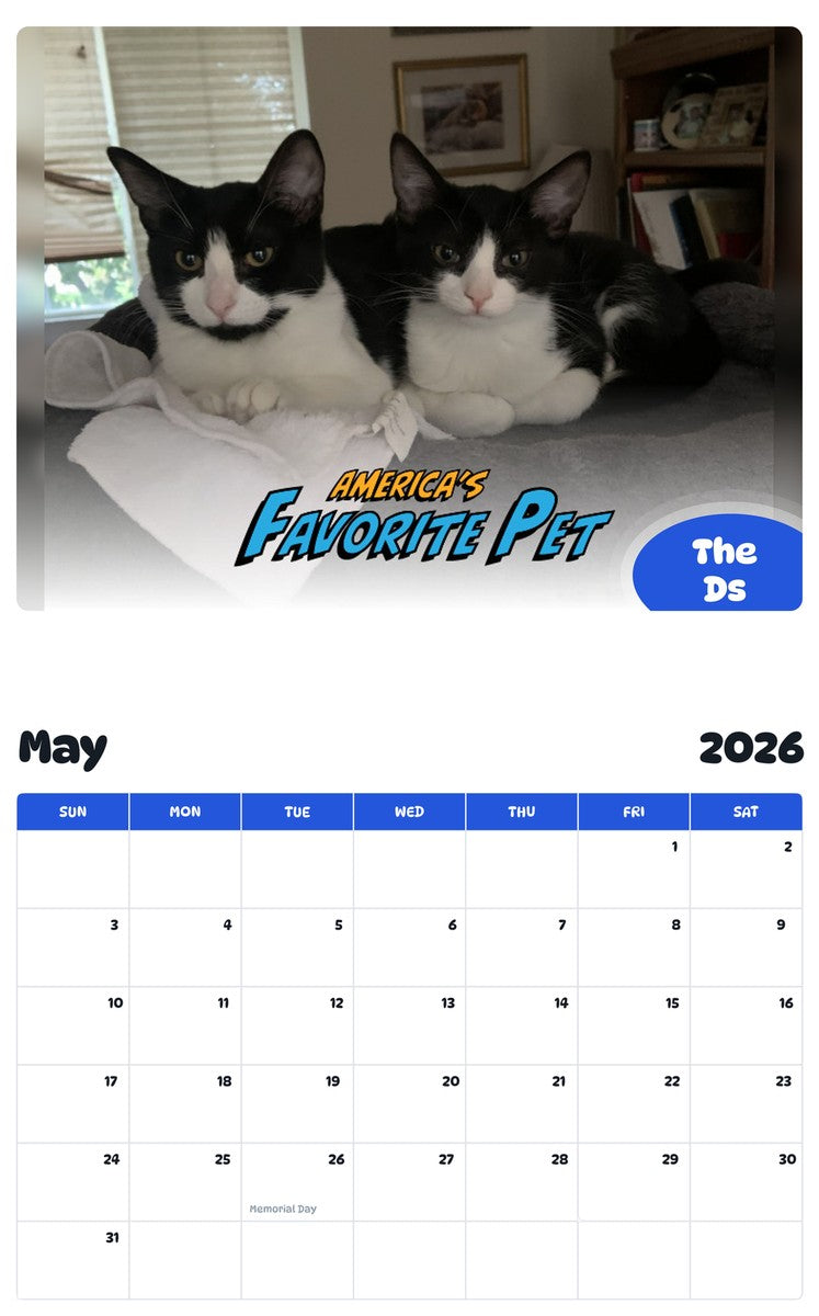 2026 - 2027 The Ds - Pawidols Pet Calendar