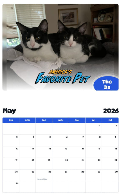 2026 - 2027 The Ds - Pawidols Pet Calendar
