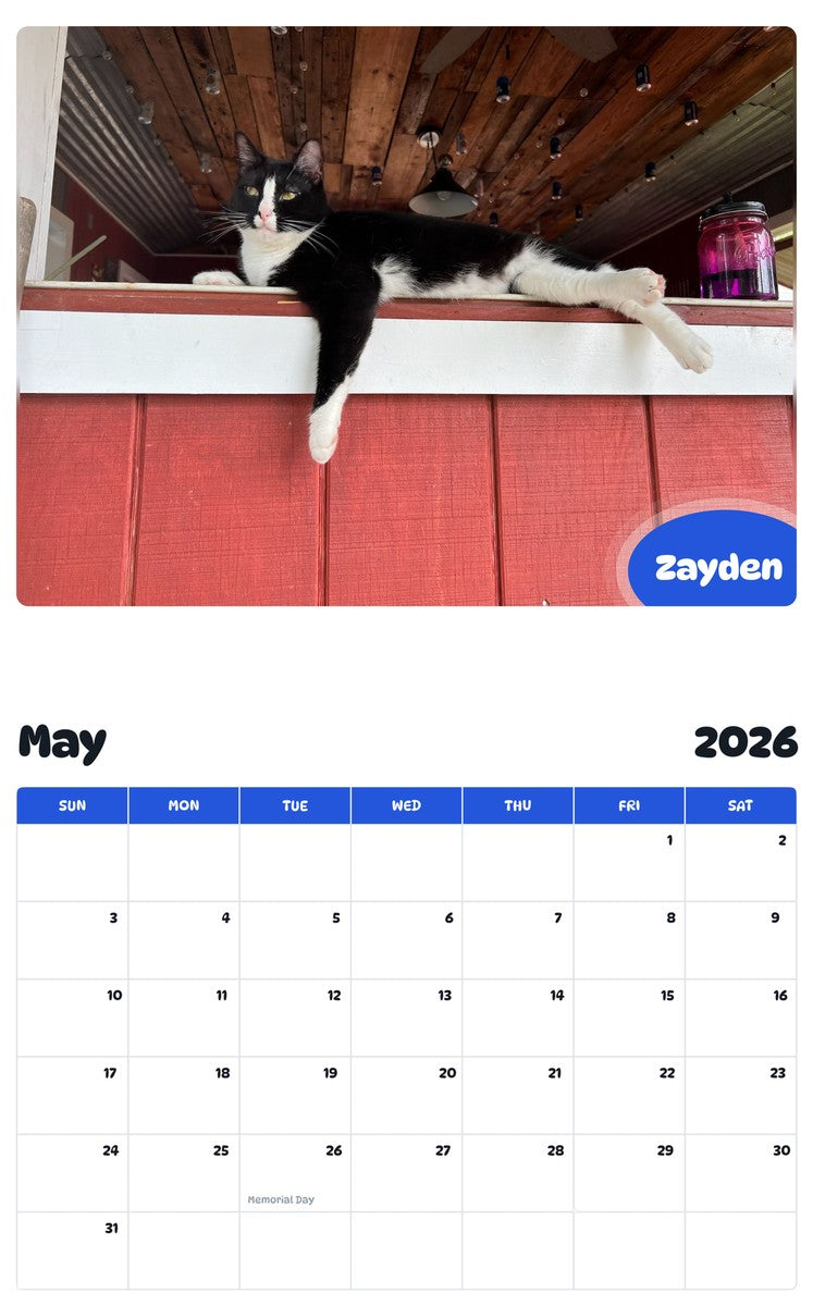 2026 - 2027 Zayden - Pawidols Pet Calendar