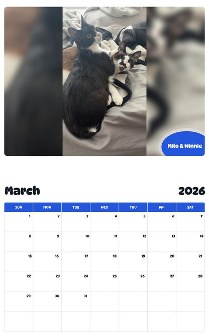 November 2025 - October 2026 Milo & Winnie - Pawidols Pet Calendar