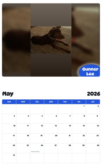 2026 - 2027 Gunner Lee - Pawidols Pet Calendar