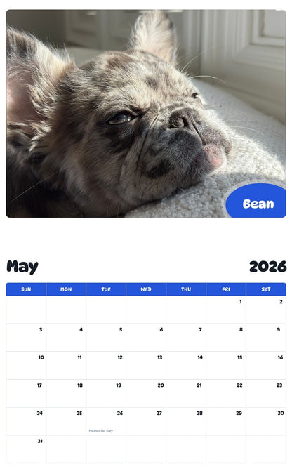 2026 - 2027 Bean - Pawidols Pet Calendar