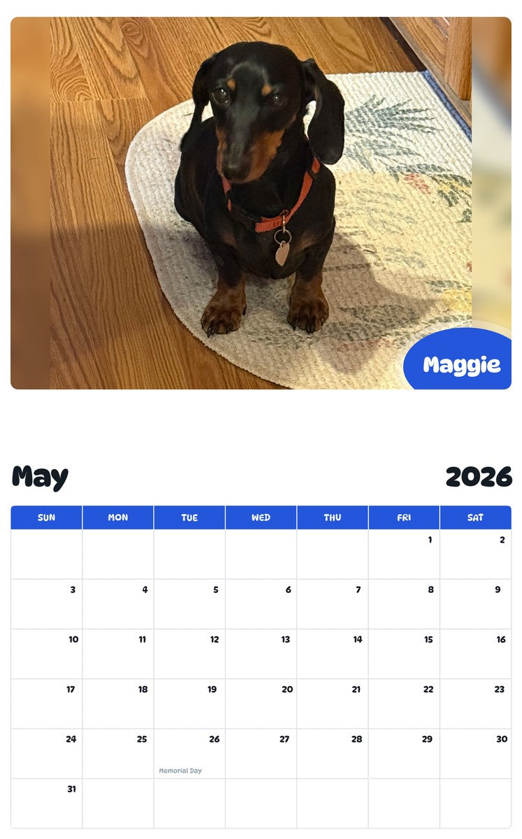 2026 - 2027 Maggie - Pawidols Pet Calendar