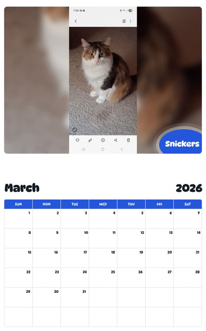 November 2025 - October 2026 Snickers - Pawidols Pet Calendar
