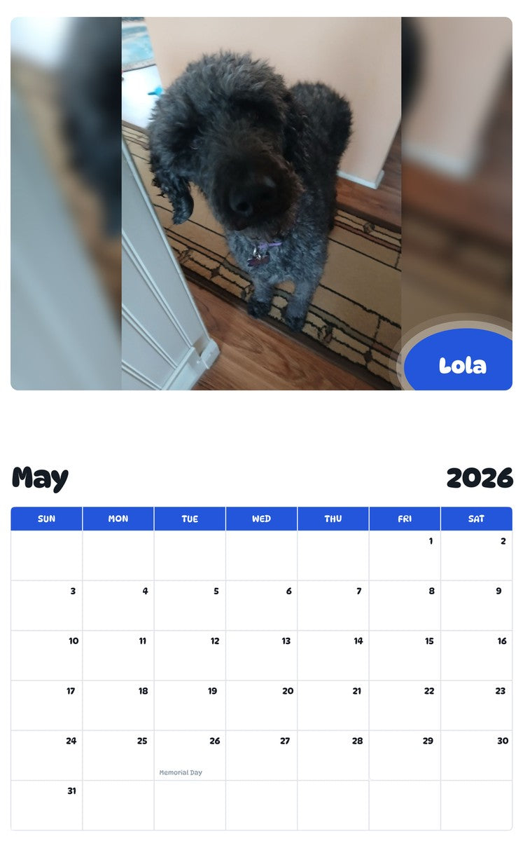 2026 - 2027 Lola - Pawidols Pet Calendar