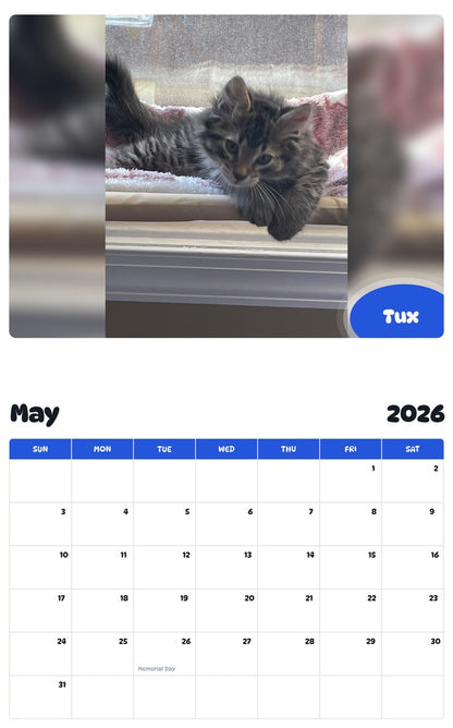 2026 - 2027 Tux - Pawidols Pet Calendar
