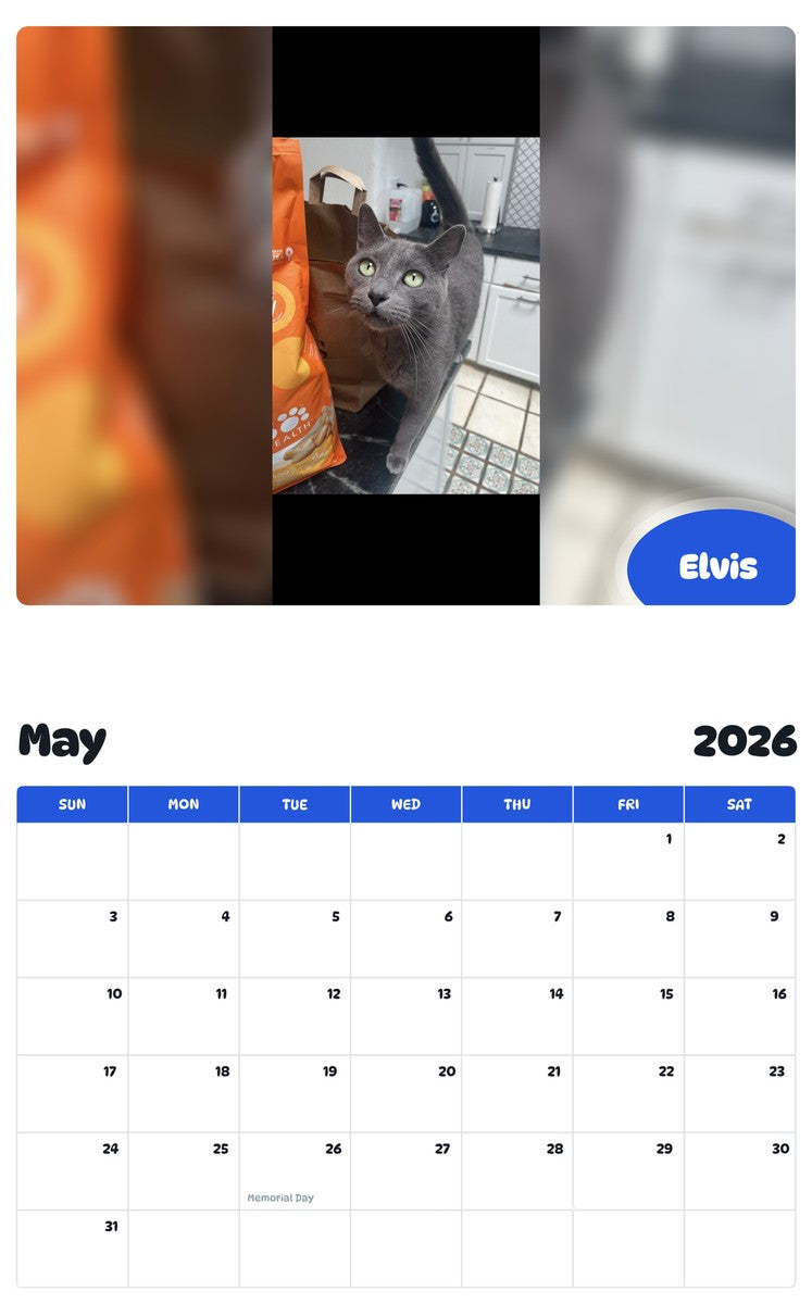 2026 - 2027 Elvis - Pawidols Pet Calendar
