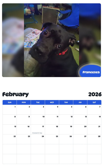 October 2025 - September 2026 Francesca - Pawidols Pet Calendar