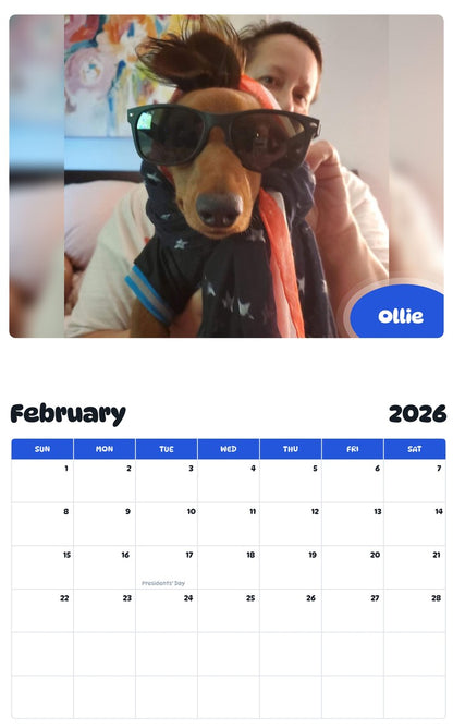 October 2025 - September 2026 Ollie - Pawidols Pet Calendar