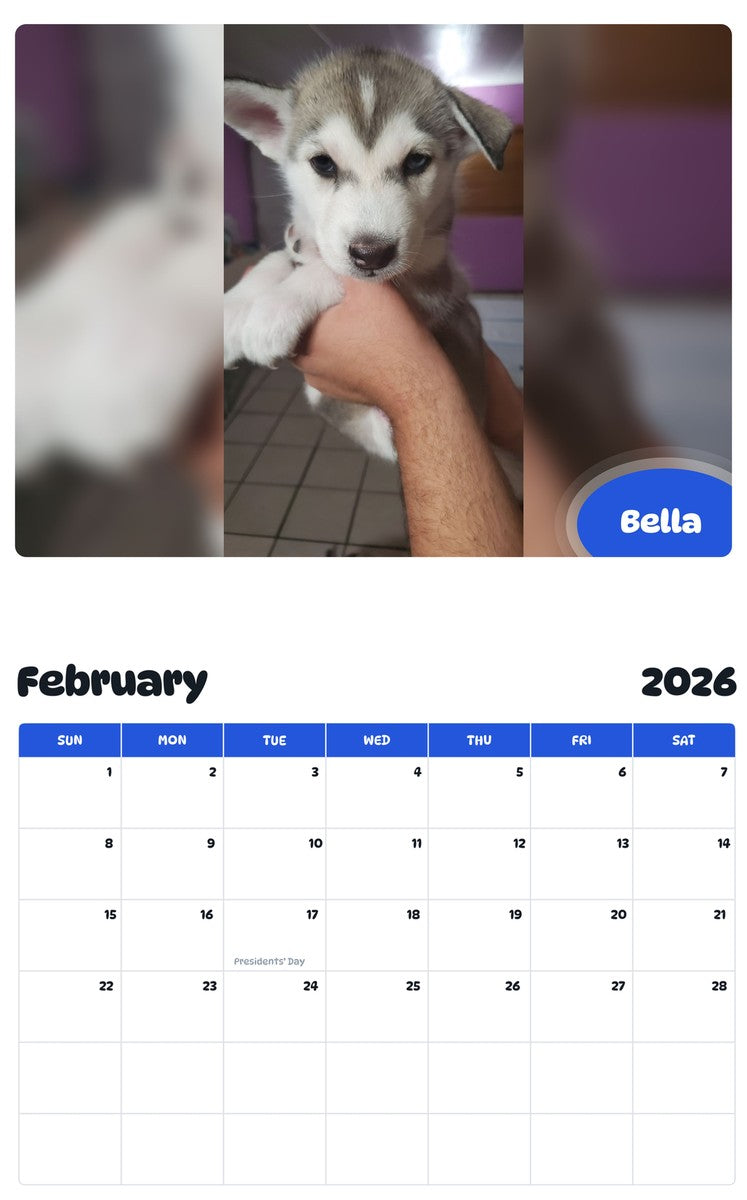 October 2025 - September 2026 Bella - Pawidols Pet Calendar