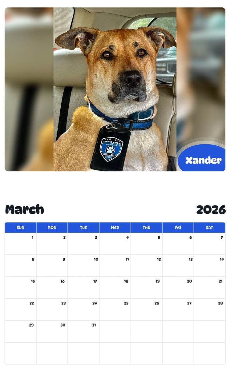 November 2025 - October 2026 Xander - Pawidols Pet Calendar