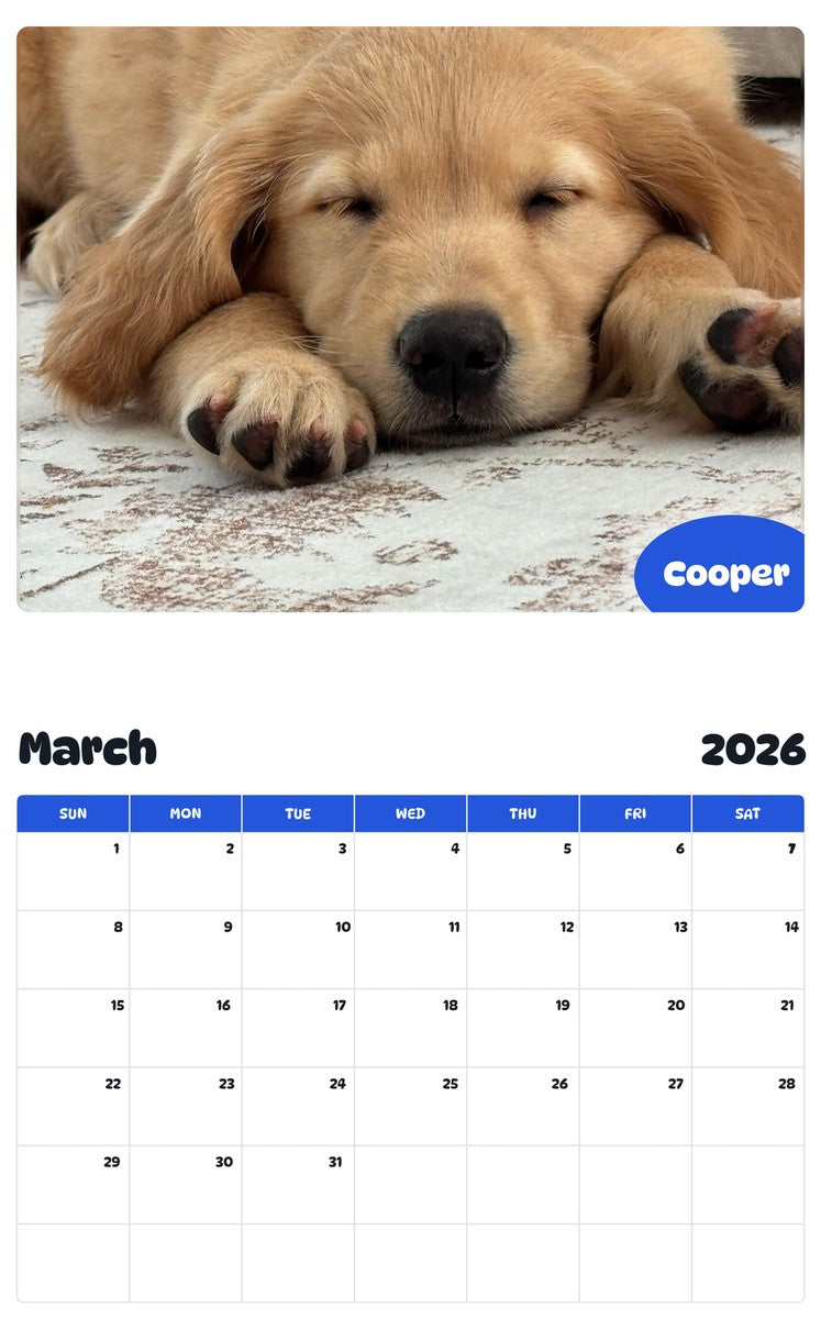 November 2025 - October 2026 Cooper - Pawidols Pet Calendar