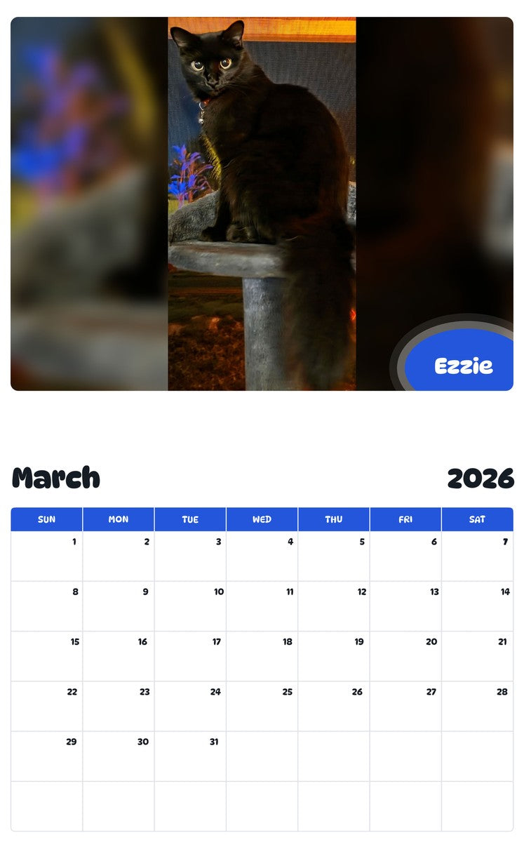 November 2025 - October 2026 Ezzie - Pawidols Pet Calendar
