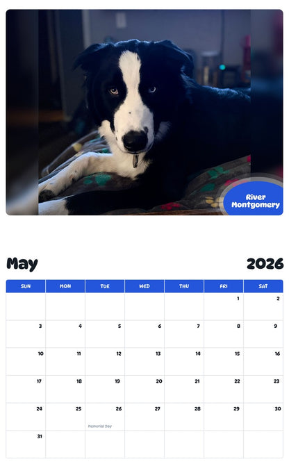 2026 - 2027 River Montgomery - Pawidols Pet Calendar
