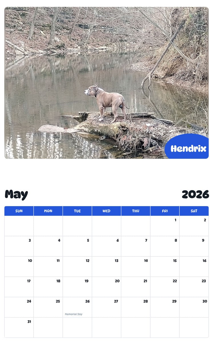 2026 - 2027 Hendrix - Pawidols Pet Calendar