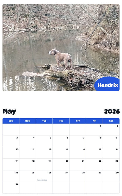 2026 - 2027 Hendrix - Pawidols Pet Calendar
