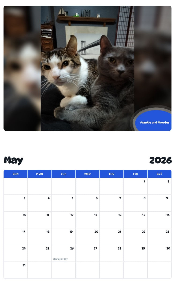 2026 - 2027 Frankie and Phoofer - Pawidols Pet Calendar