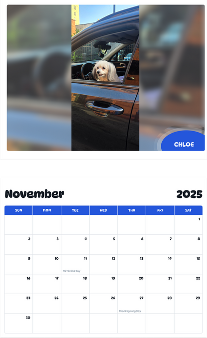 July 2025 - June 2026 Chloe - Pawidols Pet Calendar