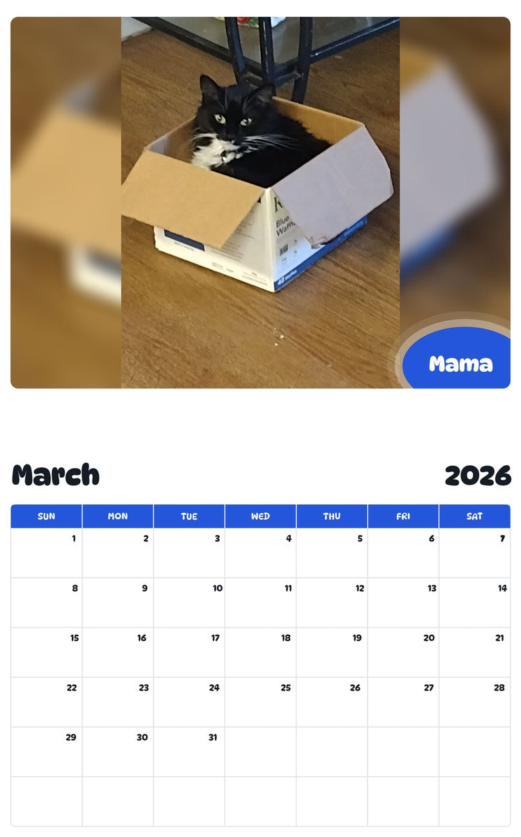 November 2025 - October 2026 Mama - Pawidols Pet Calendar
