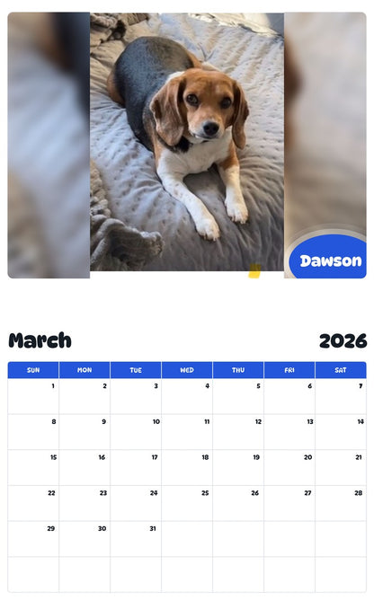 November 2025 - October 2026 Dawson - Pawidols Pet Calendar