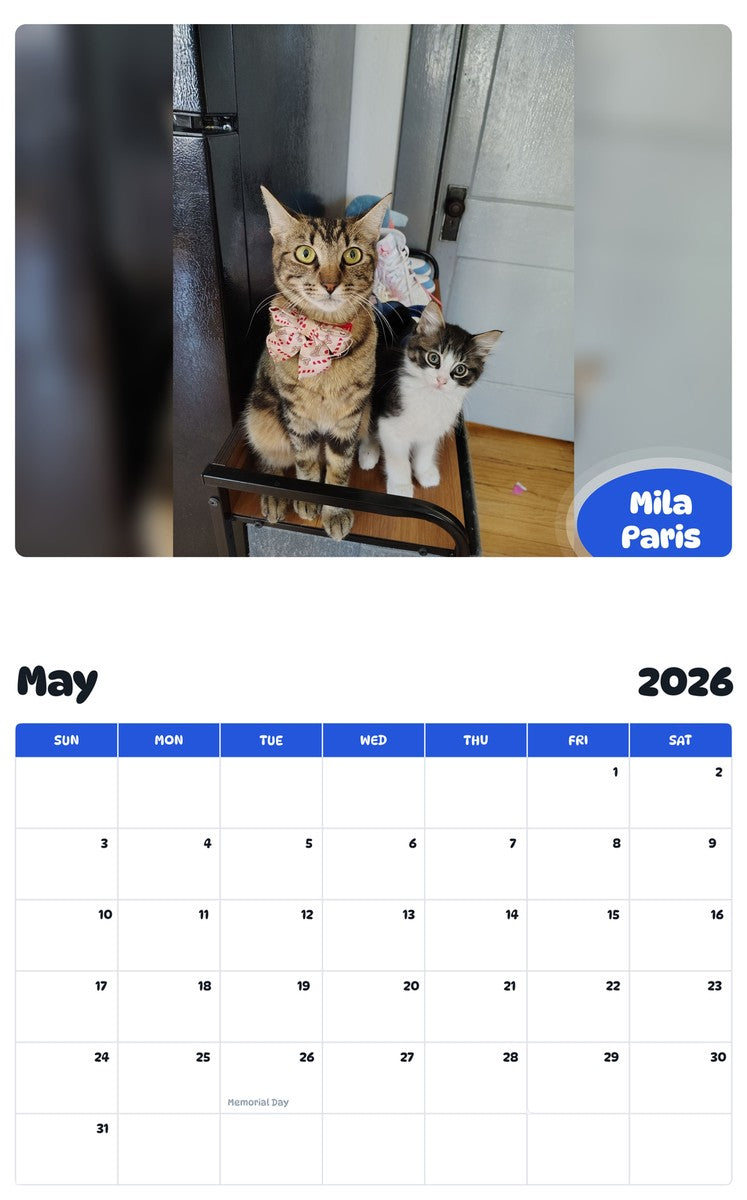 2026 - 2027 Mila Paris - Pawidols Pet Calendar