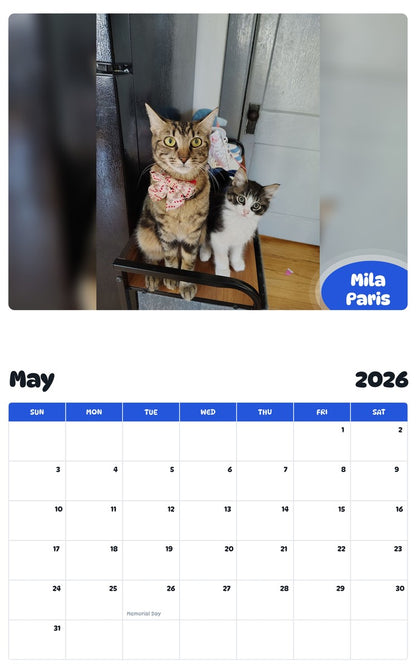 2026 - 2027 Mila Paris - Pawidols Pet Calendar
