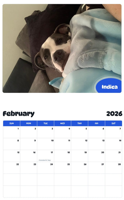 October 2025 - September 2026 Indica - Pawidols Pet Calendar