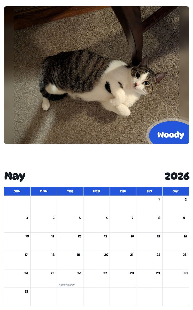 2026 - 2027 Woody - Pawidols Pet Calendar