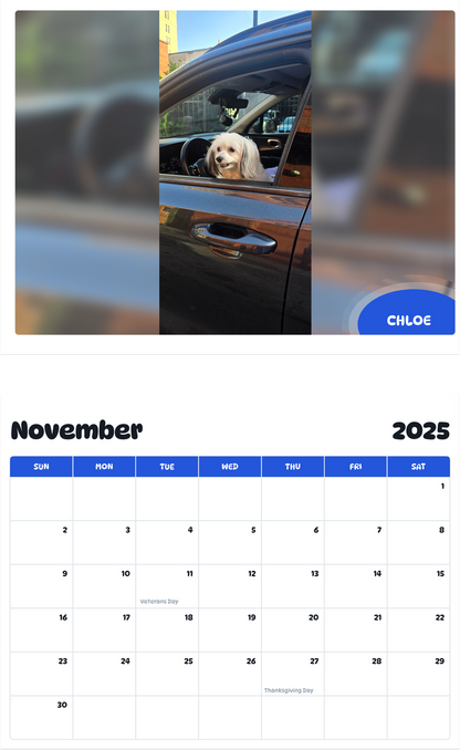 July 2025 - June 2026 Chloe - Pawidols Pet Calendar