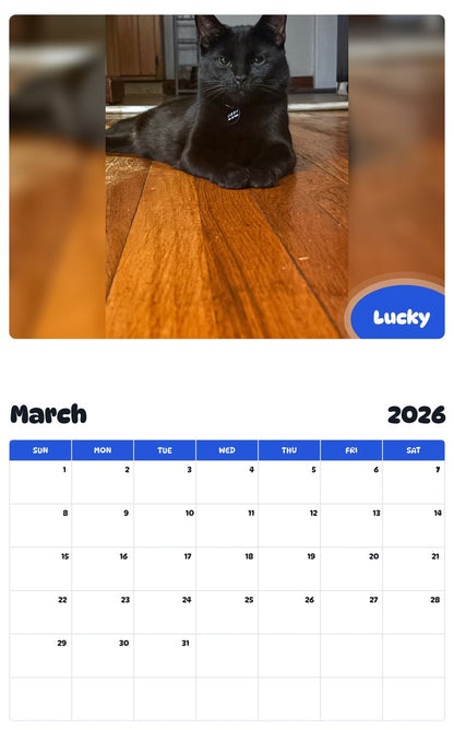 November 2025 - October 2026 Lucky - Pawidols Pet Calendar