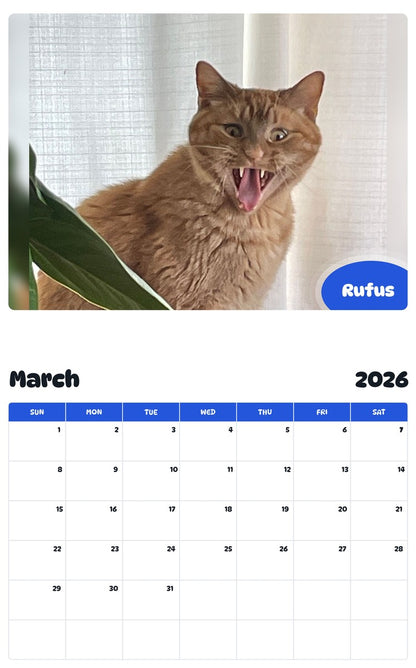 November 2025 - October 2026 Rufus - Pawidols Pet Calendar