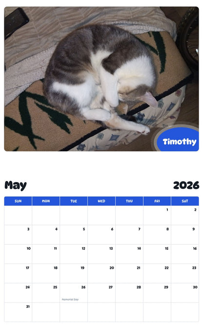 2026 - 2027 Timothy - Pawidols Pet Calendar